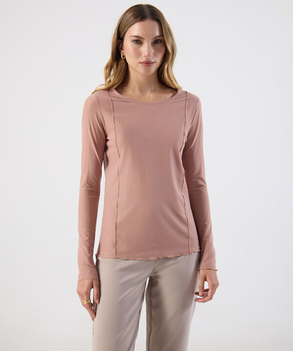 Camiseta Manga Larga Textura Detalle Mujer image number null