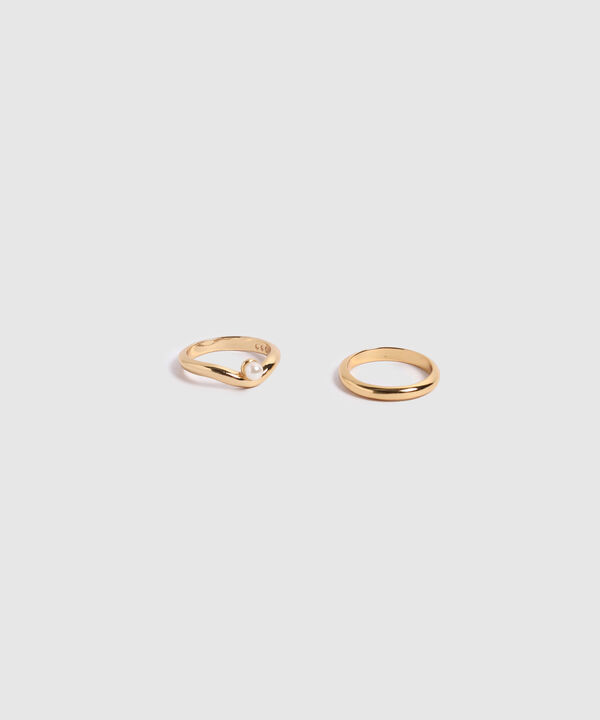 Set de Anillos con Perla y Dise&ntilde;o Minimalista Para Mujer image number null