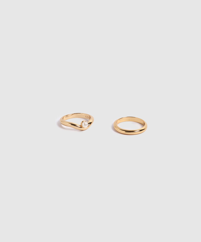 Set de Anillos con Perla y Dise&ntilde;o Minimalista Para Mujer