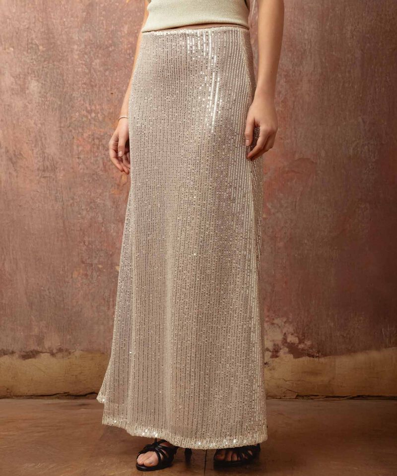Falda Maxi Para Mujer Lentejuelas Y Abertura Lateral