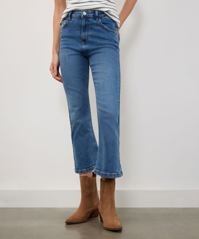 Jean Cropped Flare Tono Medio