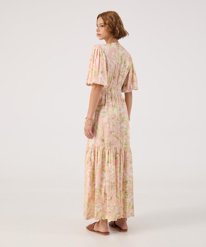 Vestido estampado con fruncido en cintura 