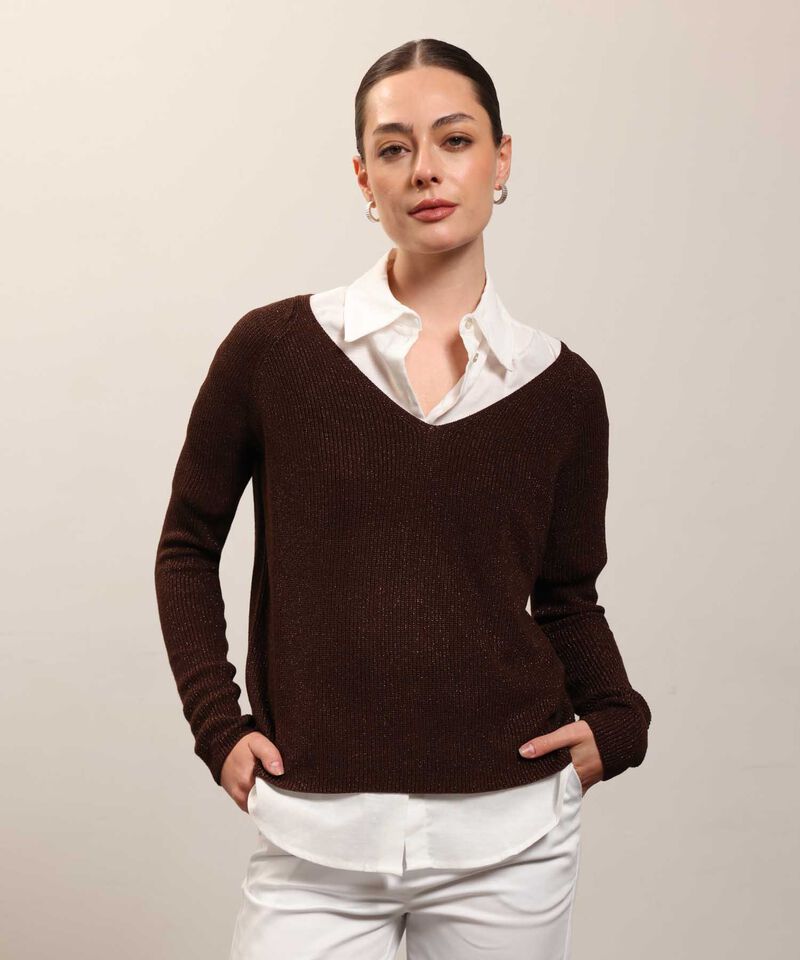 Saco Fino Tejido Cuello V Elegante Para Mujer