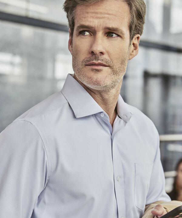 Camisa Formal De Manga Larga Con Bolsillo Para Hombre image number null