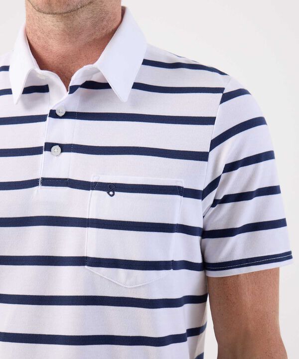 Polo a Rayas Cl&aacute;sico con Bolsillo Para Hombre