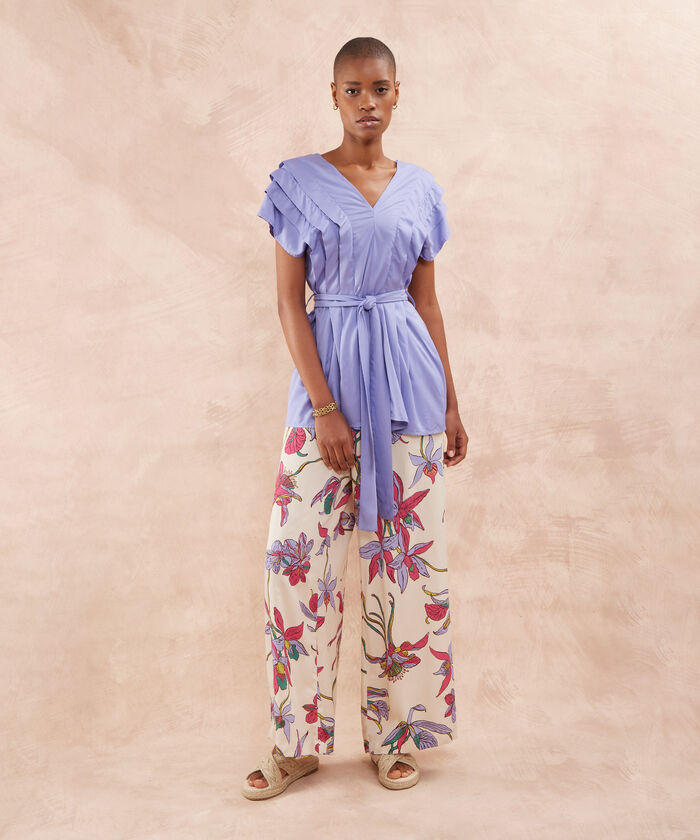 Blusa Manga Sisa Con Alforzas Y Cinturon