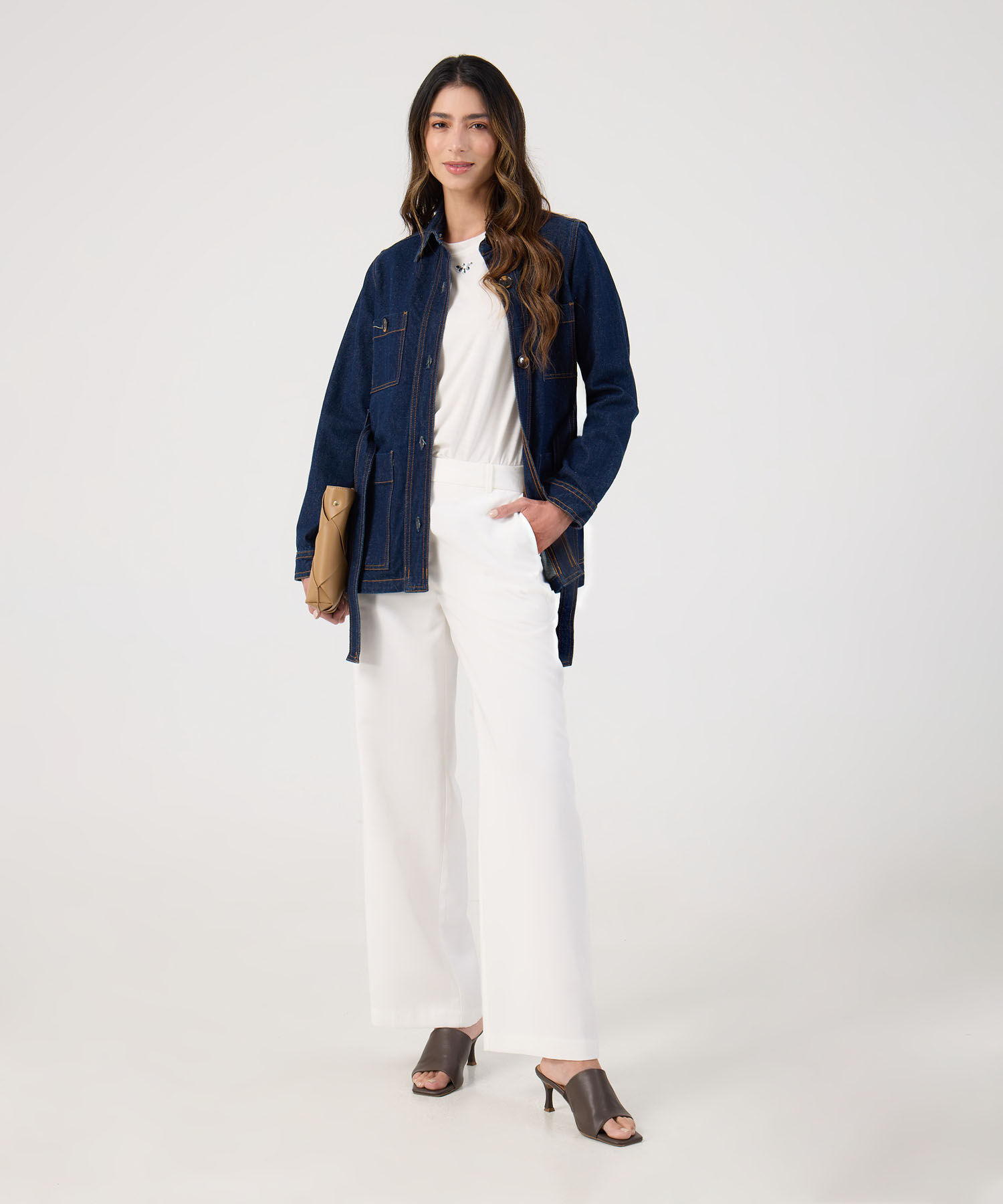 Pantalon recto unicolor 