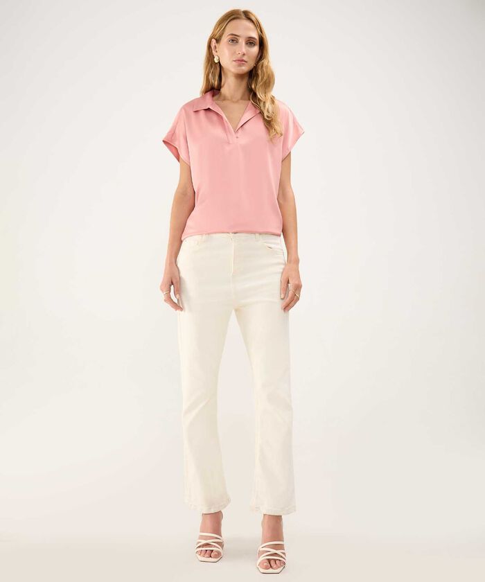 Blusa Satinada Escote en V