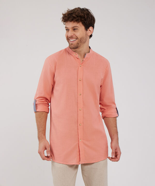 Camisa Manga Larga Cuello Mao Unicolor