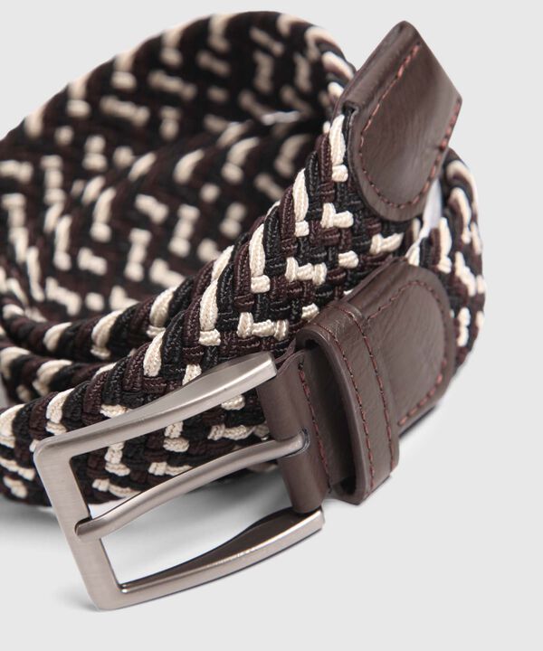 Cintur&oacute;n Trenzado El&aacute;stico con Patr&oacute;n de Cuadros Para Hombre