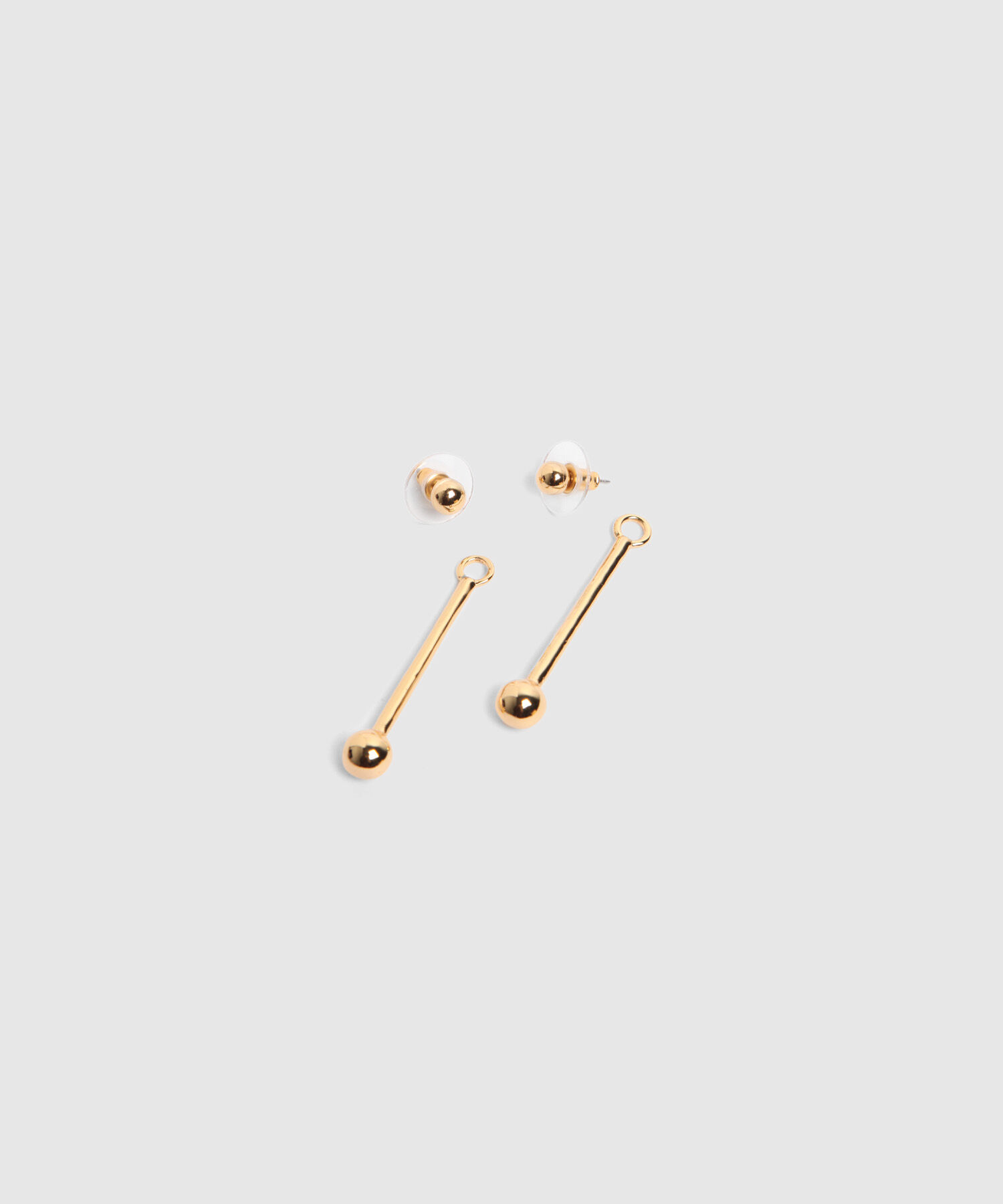 Aretes 2 En 1 Stud Y Barra Colgante Para Mujer