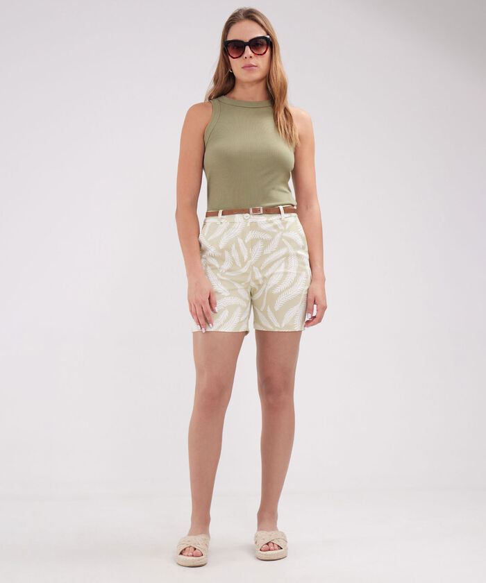 Bermuda Corta Estampada  Con Cinturon