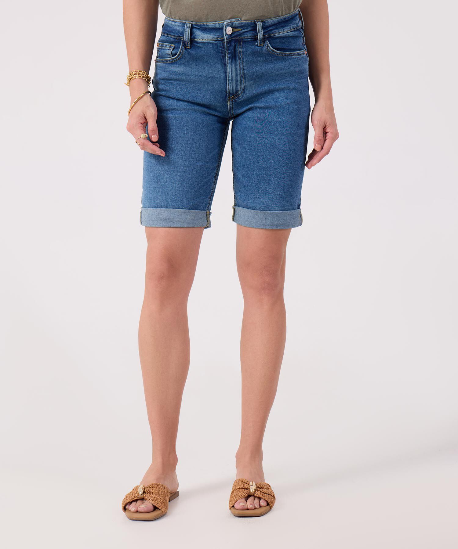 Bermuda En Denim Tono Azul Medio 