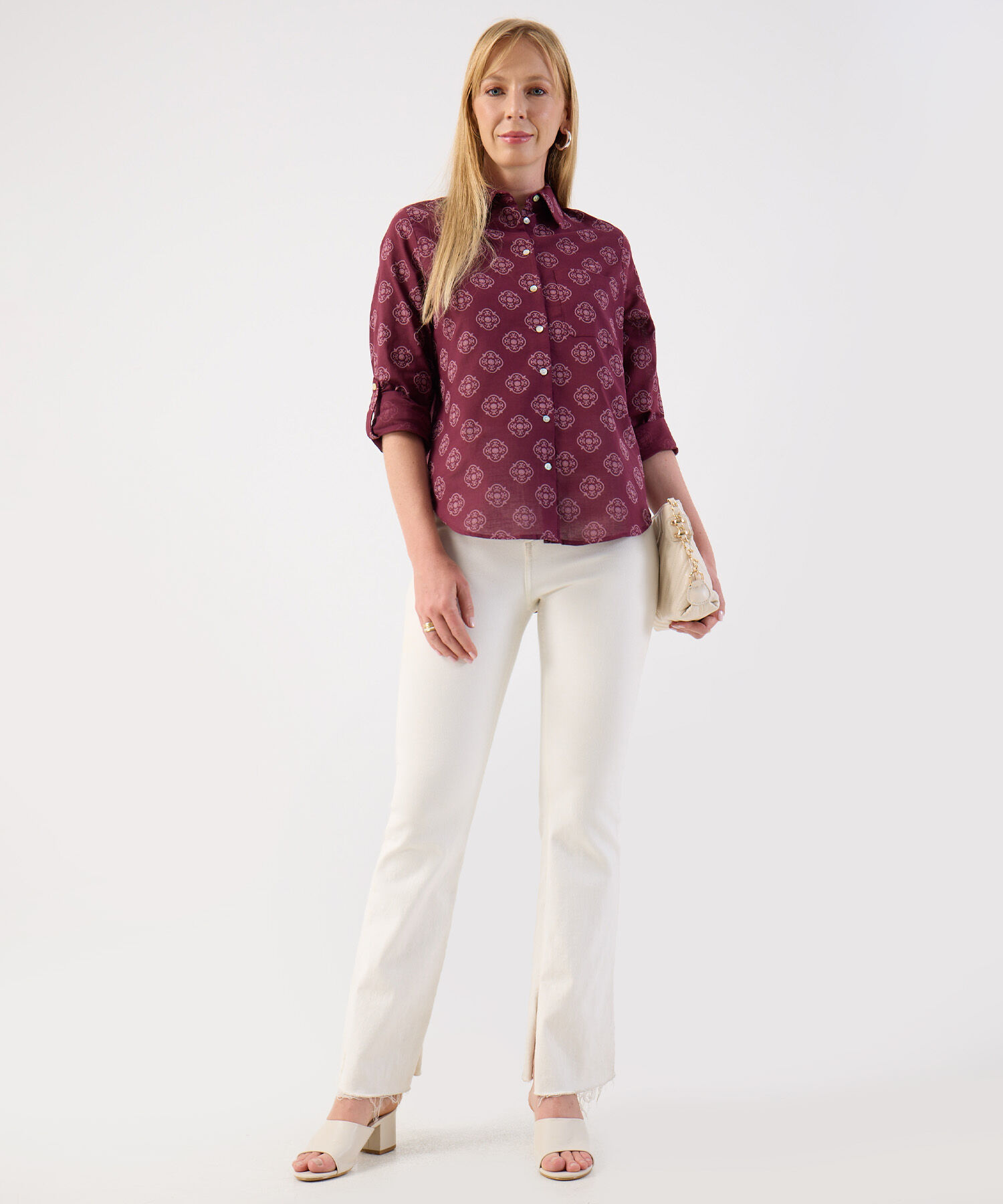 Camisa Estampado Paisley Azul y Blanco