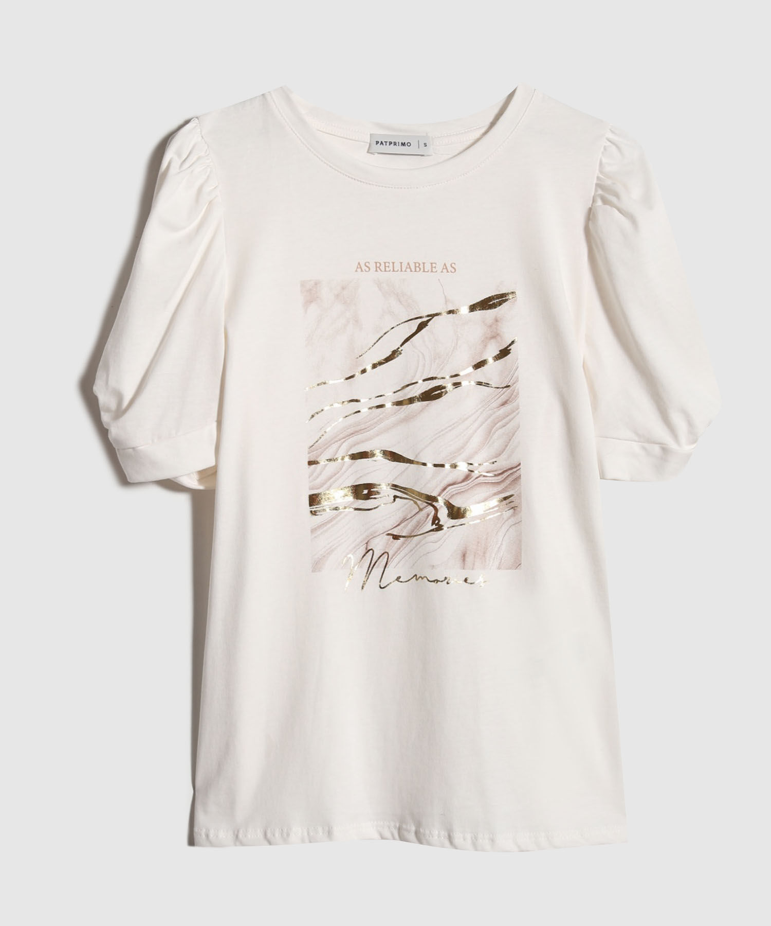 Camiseta Escote Redondo Con Detalle En Manga Y Estampado Screen En Frente