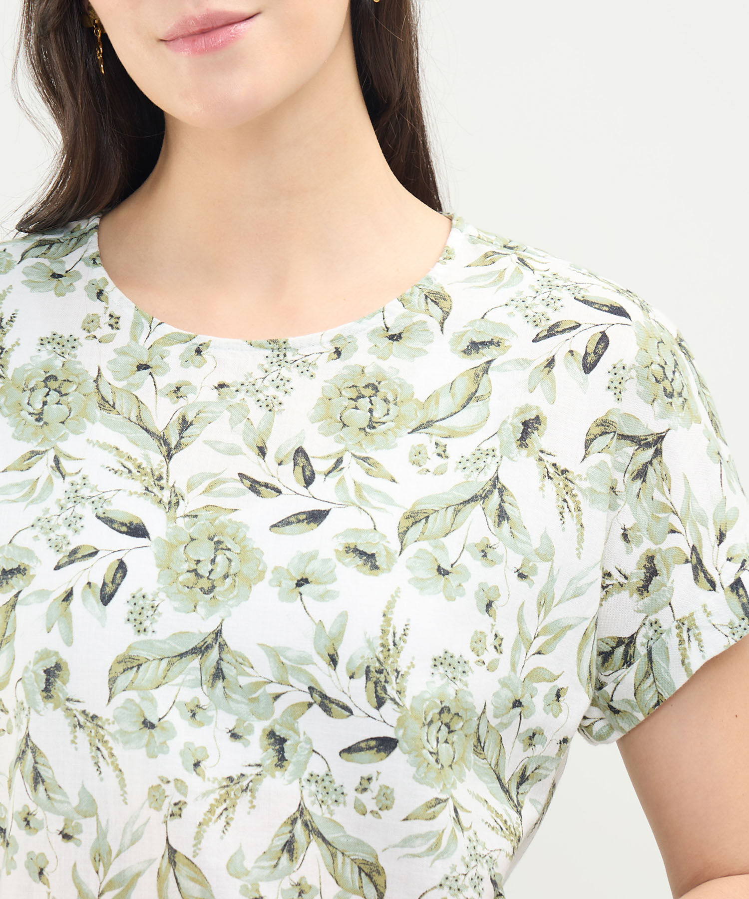 Blusa Estampada en Efecto Lino