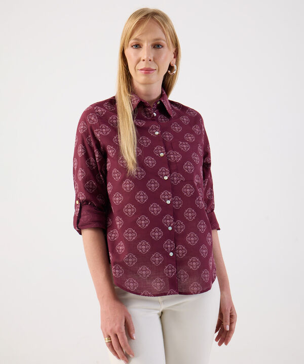 Camisa Estampado Paisley Azul y Blanco image number null
