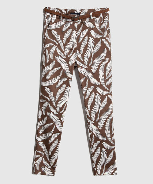 Pantalon Chino Estampado  Con Cinturon