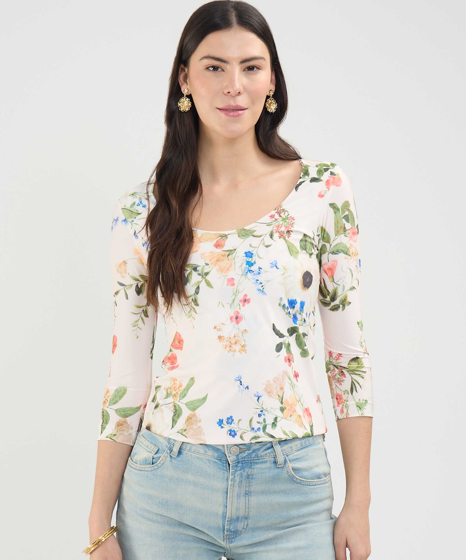 Camiseta Manga ¾ Estampada