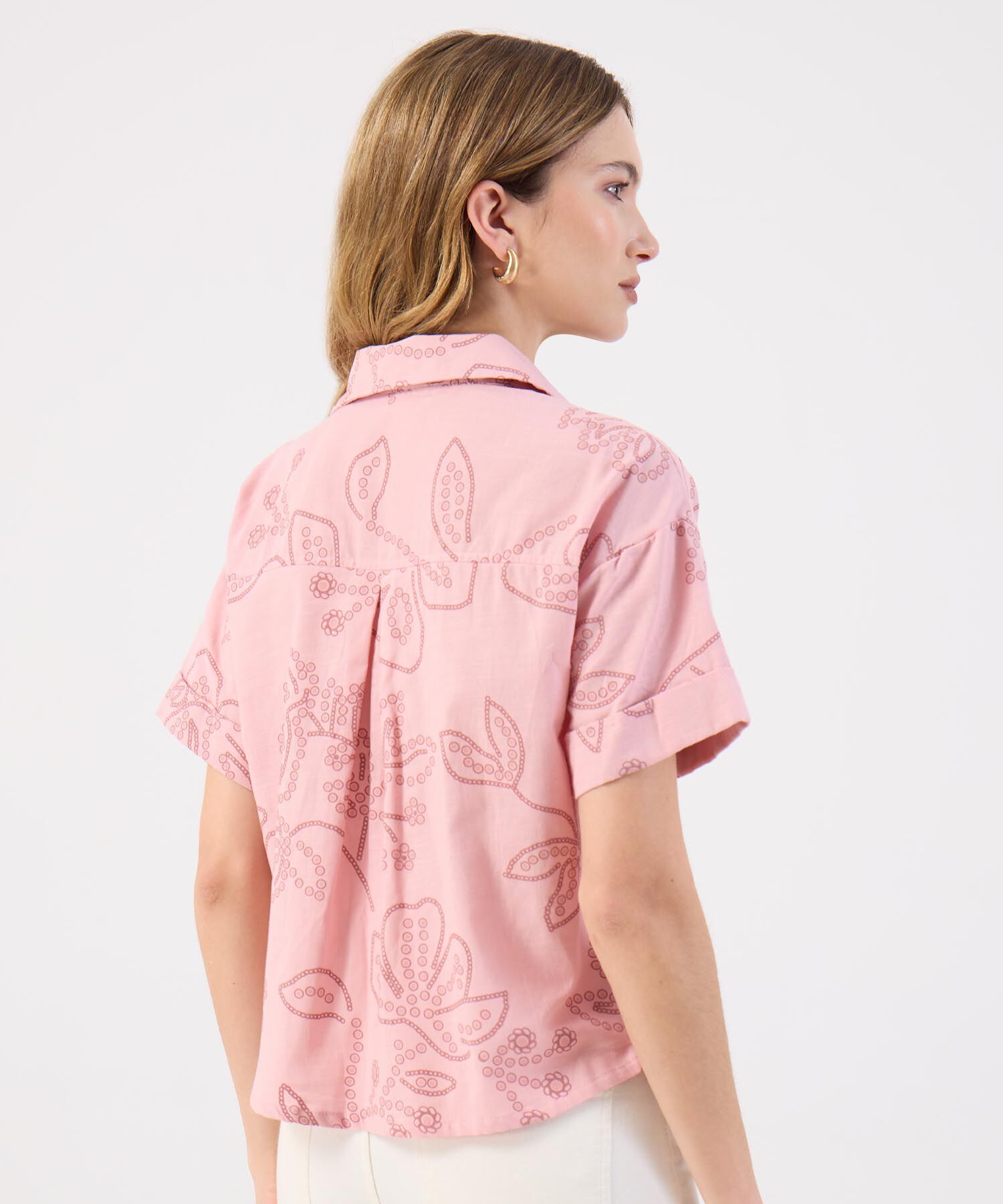 Blusa Rosa con Estampado Delicado