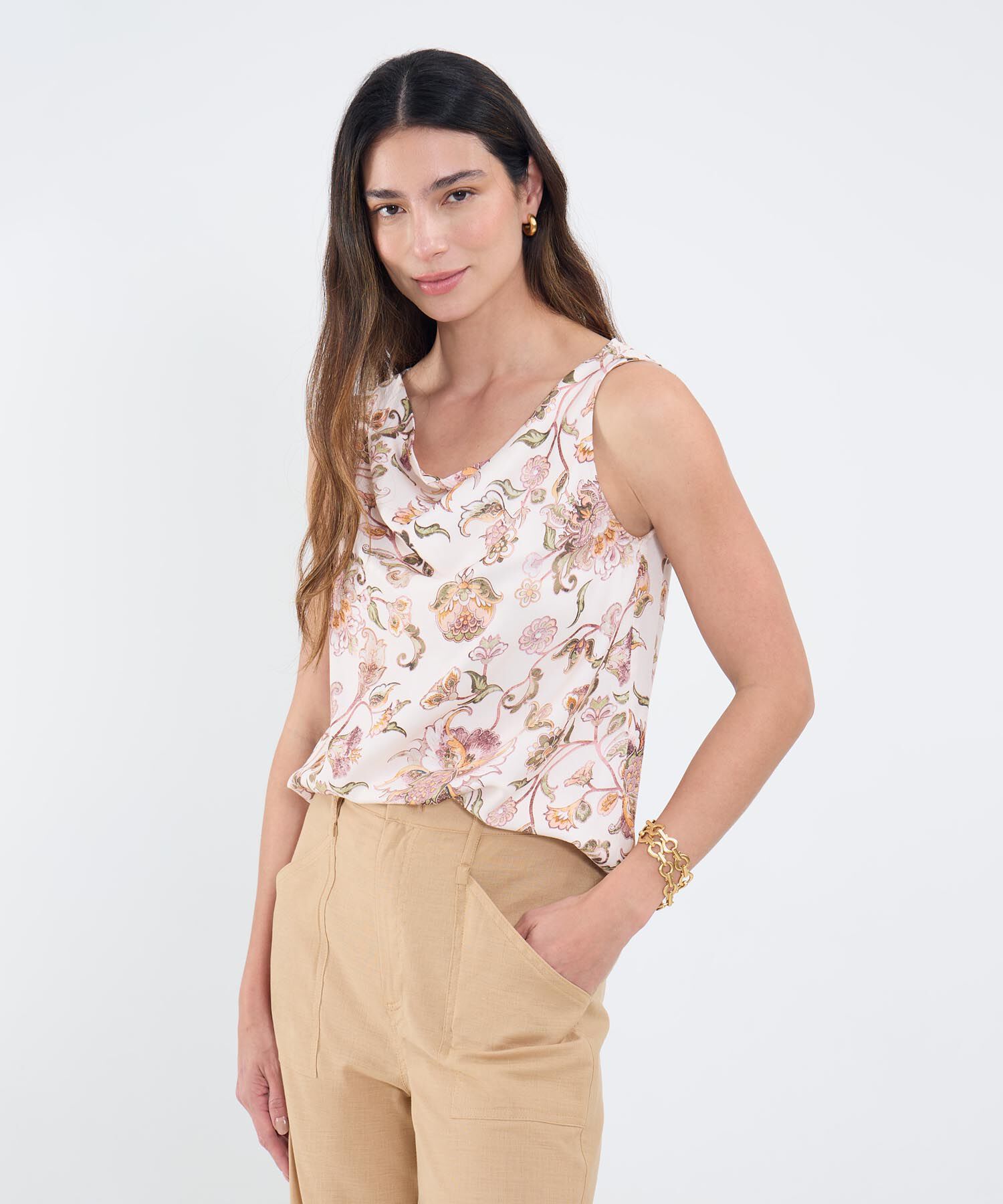 Blusa Estampada Manga Sisa