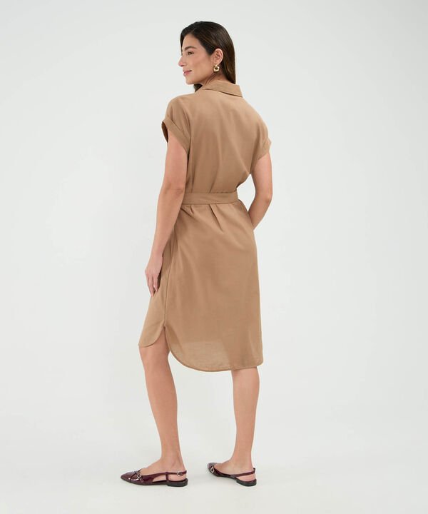 Vestido Camisero en Efecto Lino