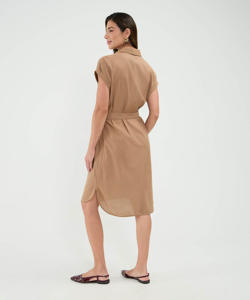 Vestido Camisero en Efecto Lino