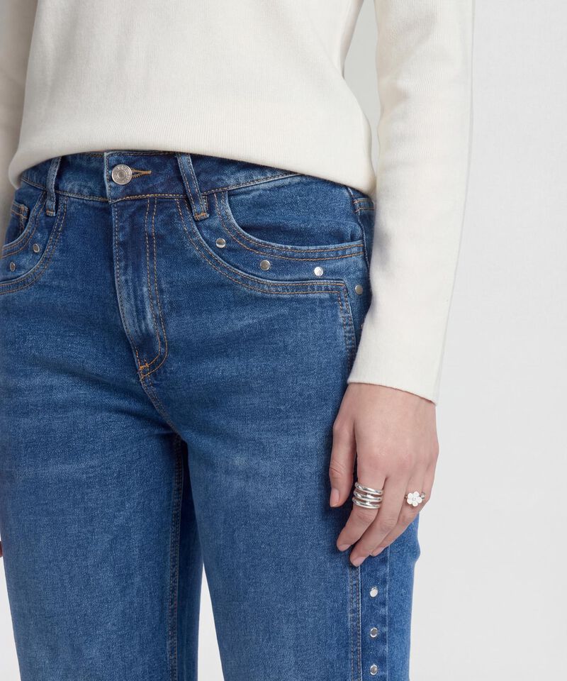 Jean Recto con Apliques Laterales para Mujer