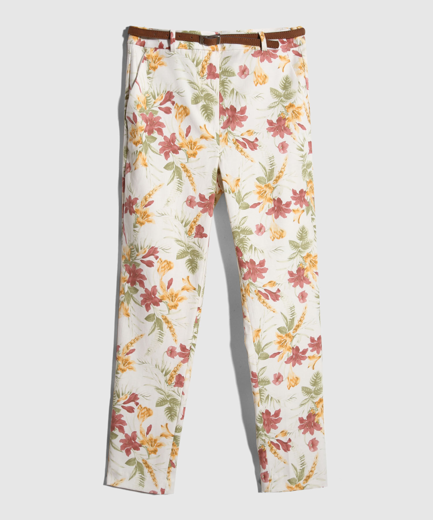 Pantalon Chino Estampado  Con Cinturon