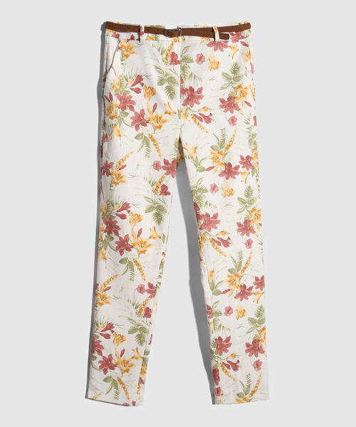 Pantalon Chino Estampado  Con Cinturon