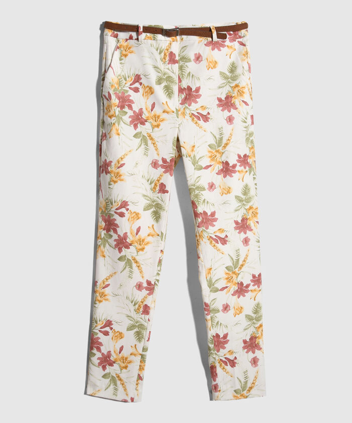 Pantalon Chino Estampado  Con Cinturon