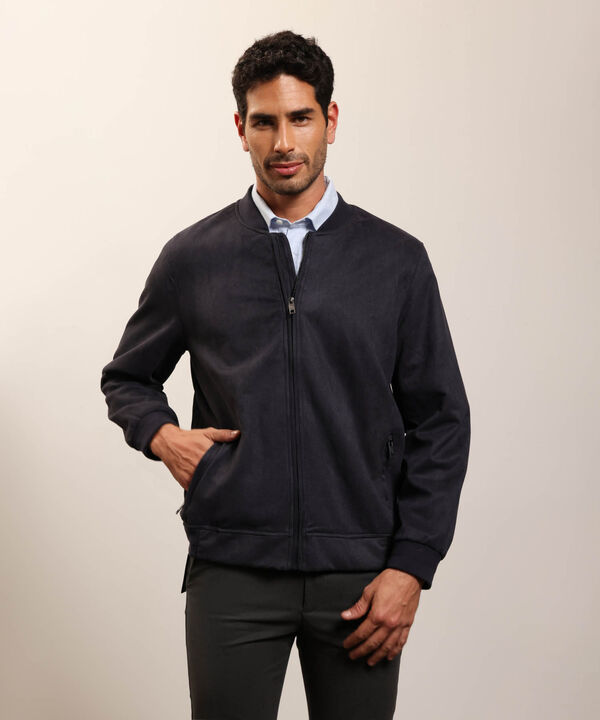 Chaqueta Bomber de Tela Lisa para Hombre Casual image number null