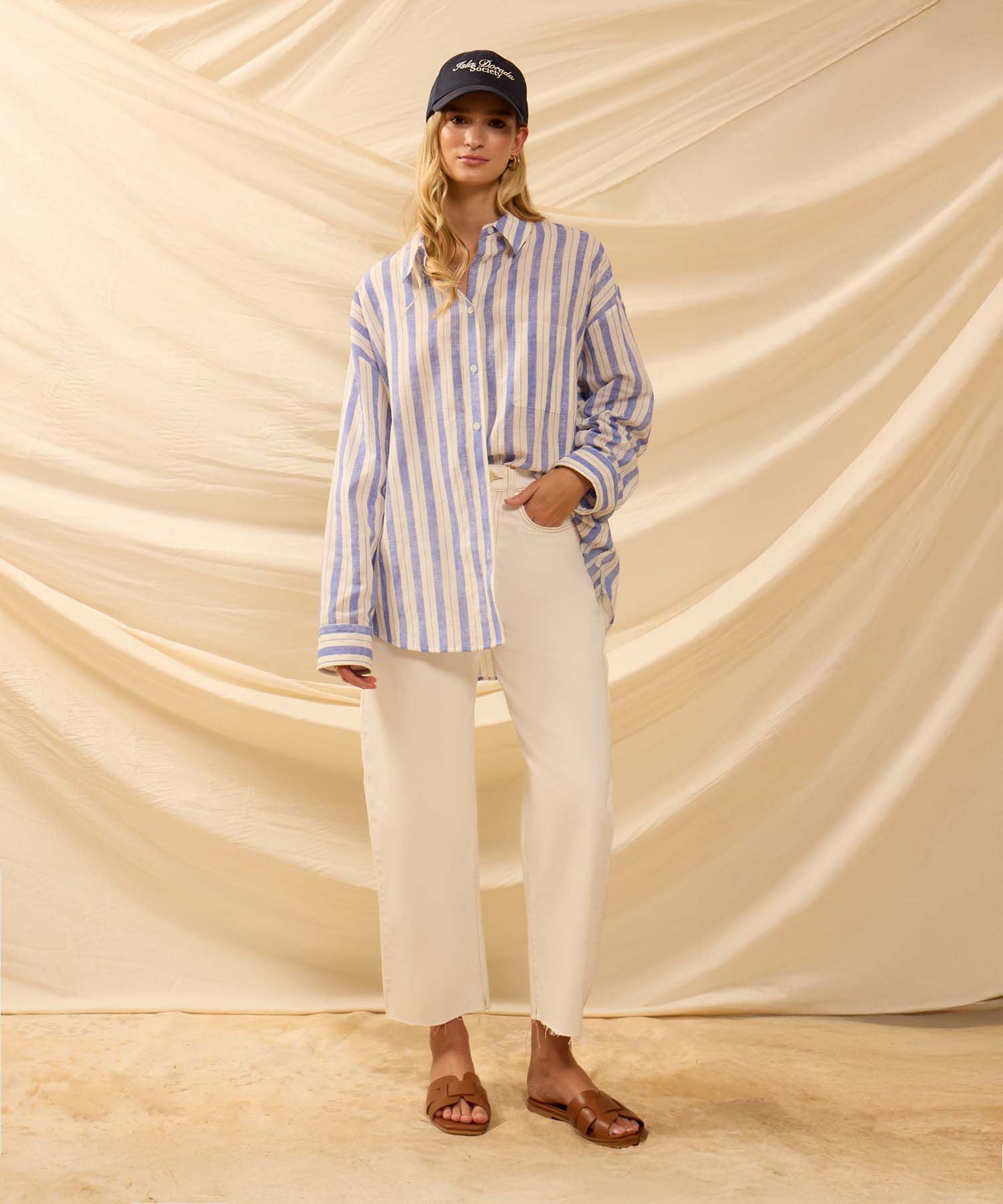 Camisa Oversize De Hombro Ca&iacute;do Para Mujer