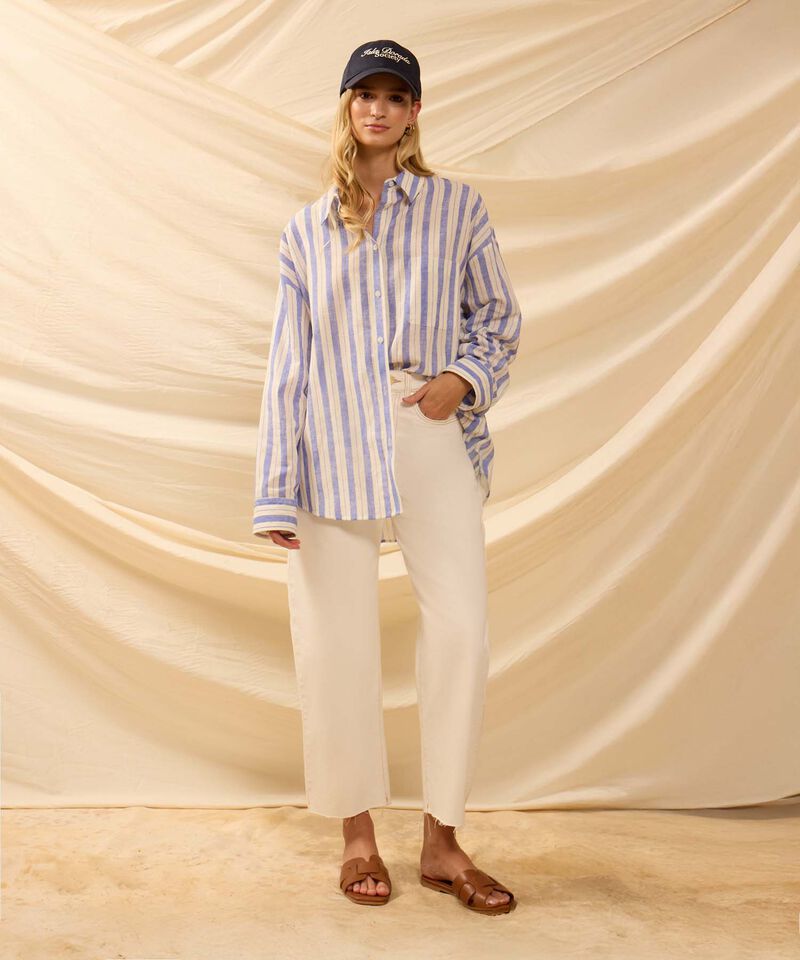Camisa Oversize De Hombro Ca&iacute;do Para Mujer