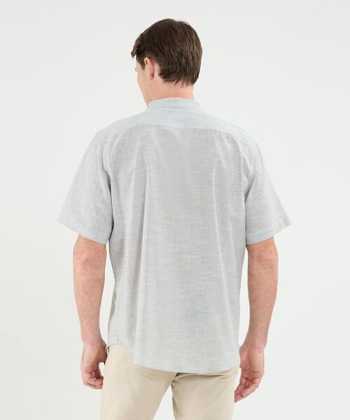 Camisa Manga Corta Cuello Neru Lino Para Hombre