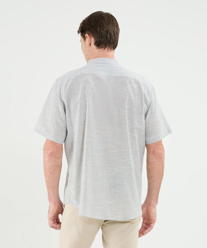 Camisa Manga Corta Cuello Neru Lino Para Hombre