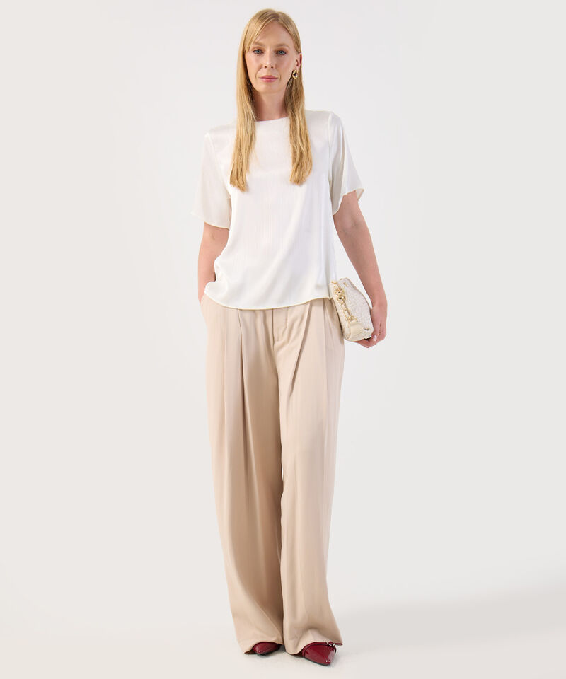 Blusa B&aacute;sica Para Mujer Cuello Redondo Manga Corta