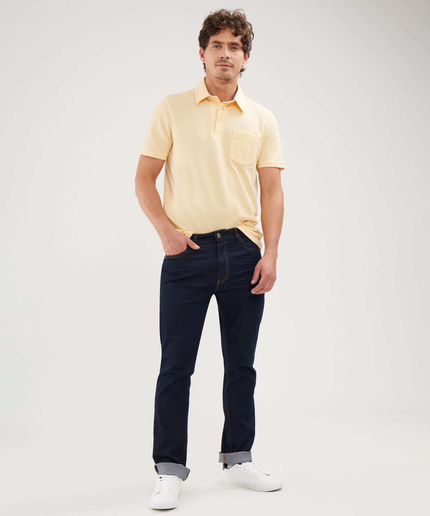 Polo Cuello Duro Con Bolsillo