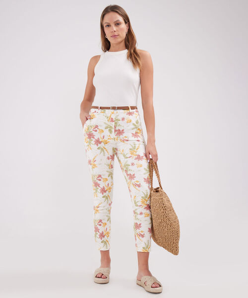 Pantalon Chino Estampado  Con Cinturon image number null