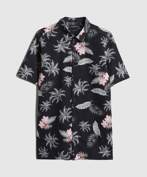 Camisa Manga Corta Estampada Base Lino