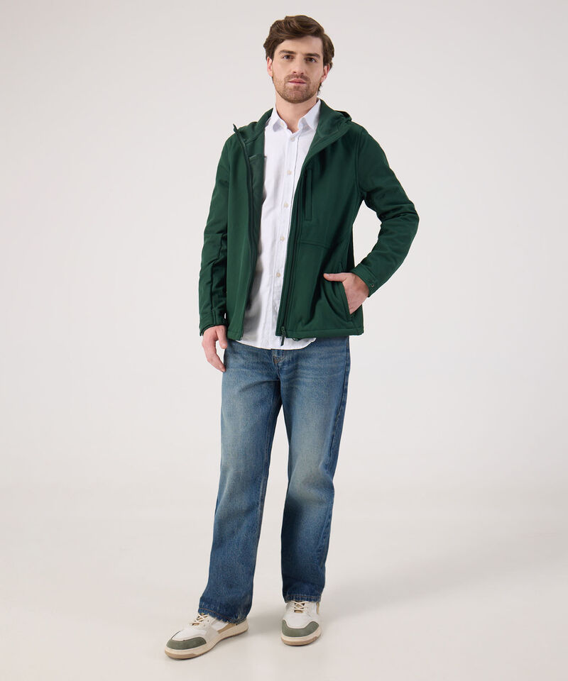 Chaqueta unicolor con bolsillo en frente 