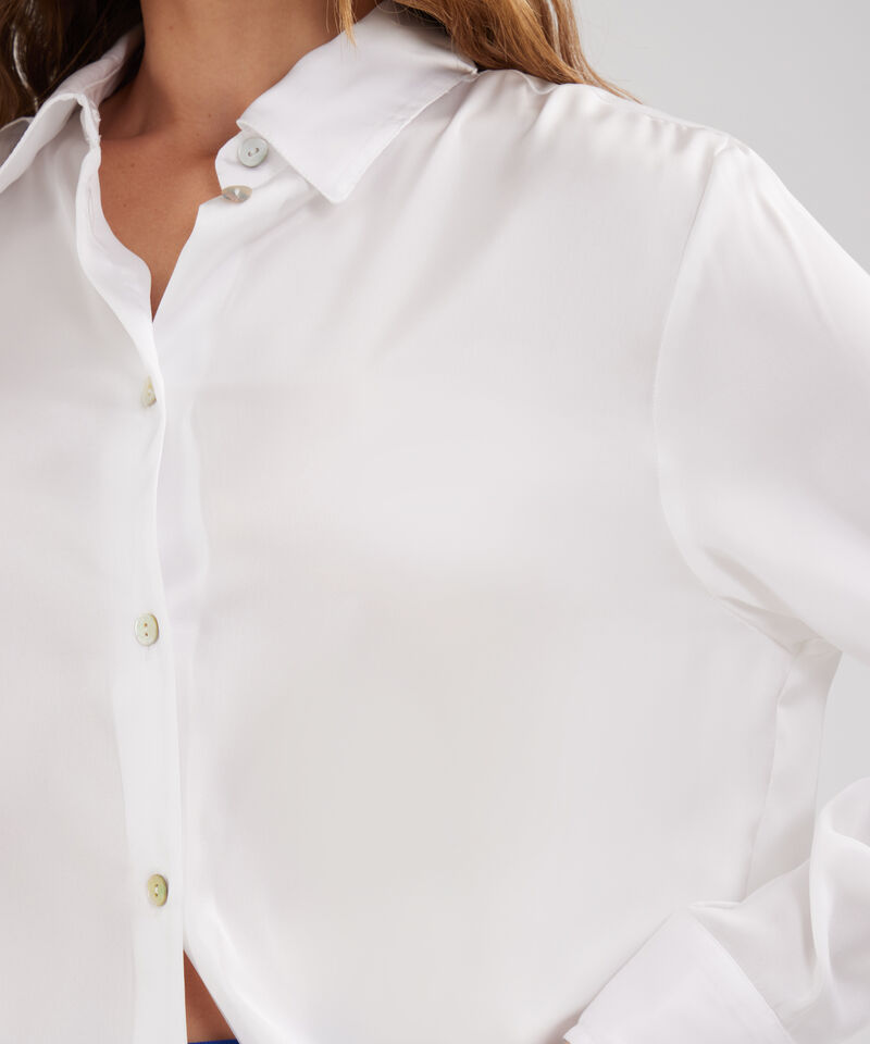 Camisa Unicolor Manga Larga En Satin