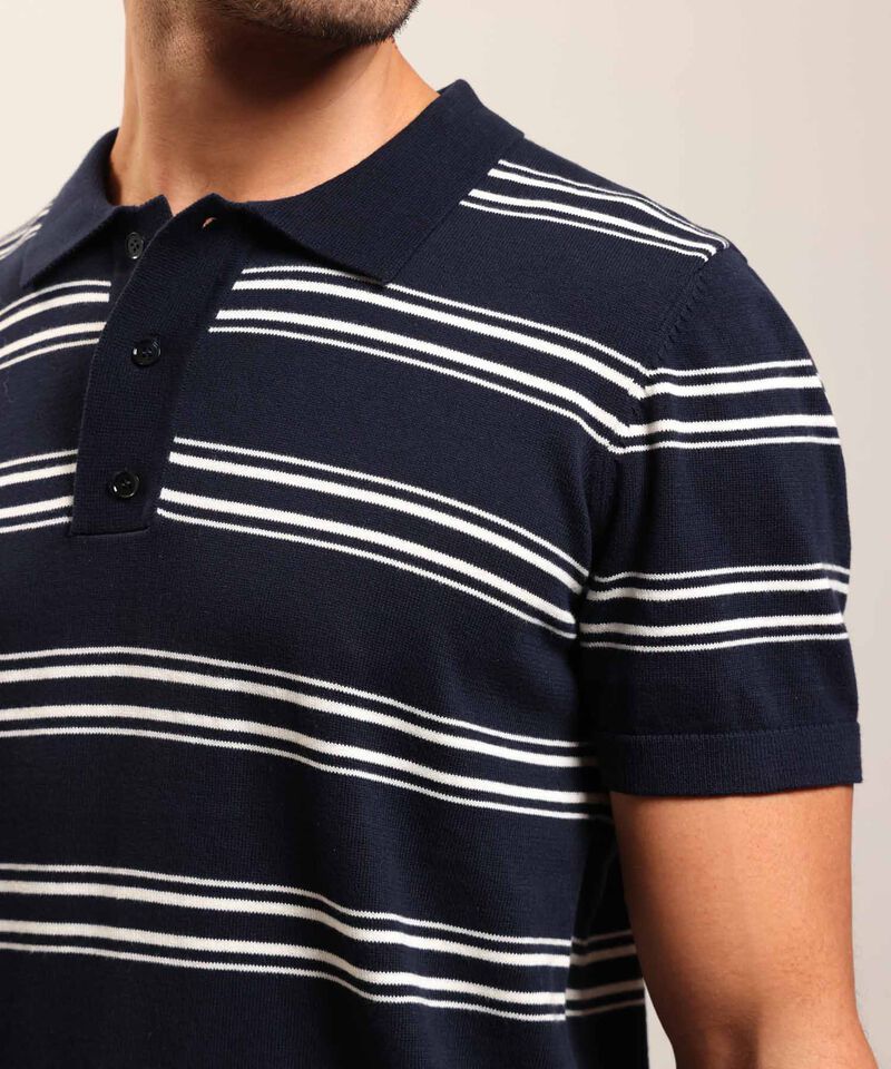 Polo De Punto A Rayas Para Hombre