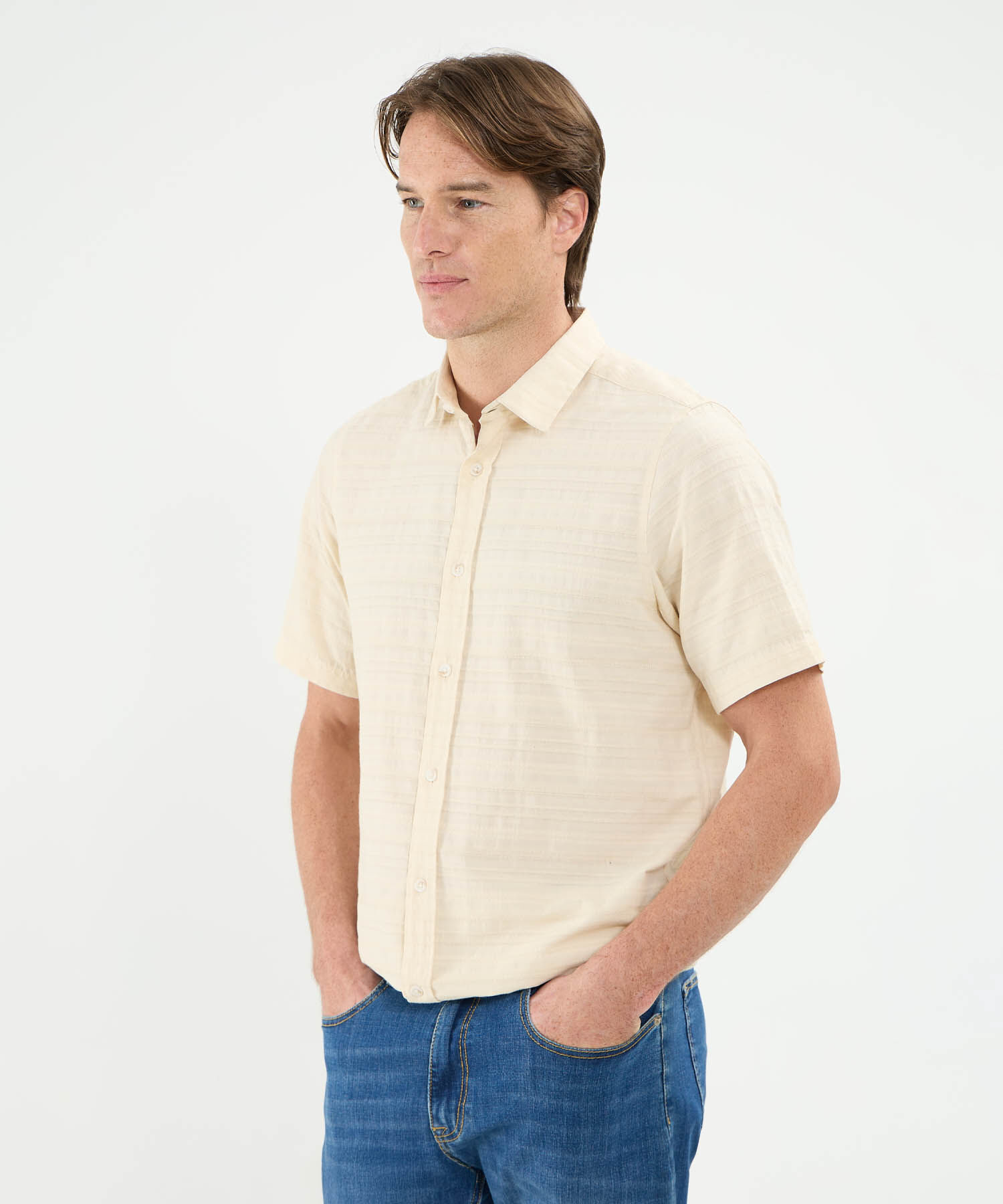 Camisa Manga Corta Con Textura