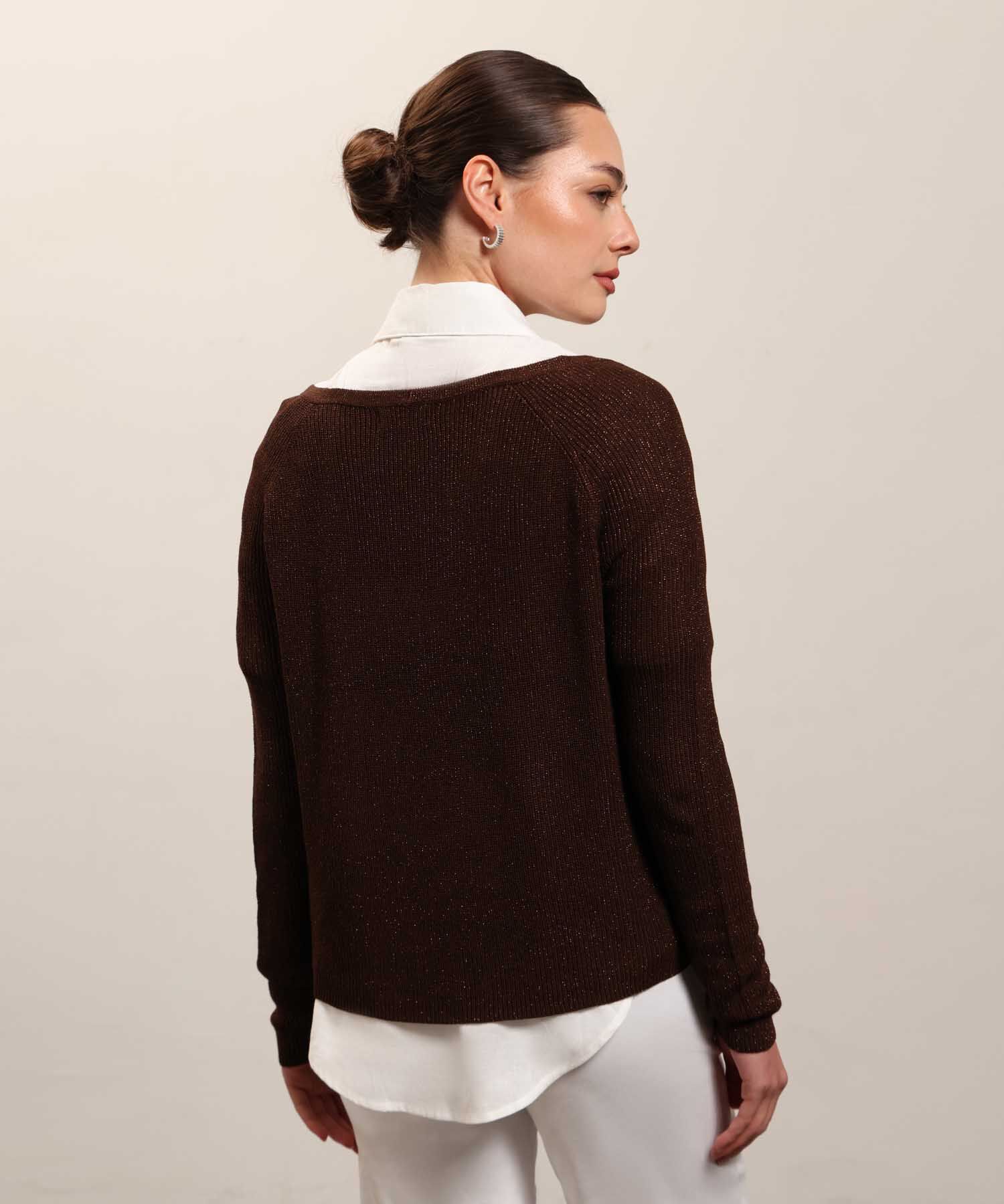 Saco Fino Tejido Cuello V Elegante Para Mujer