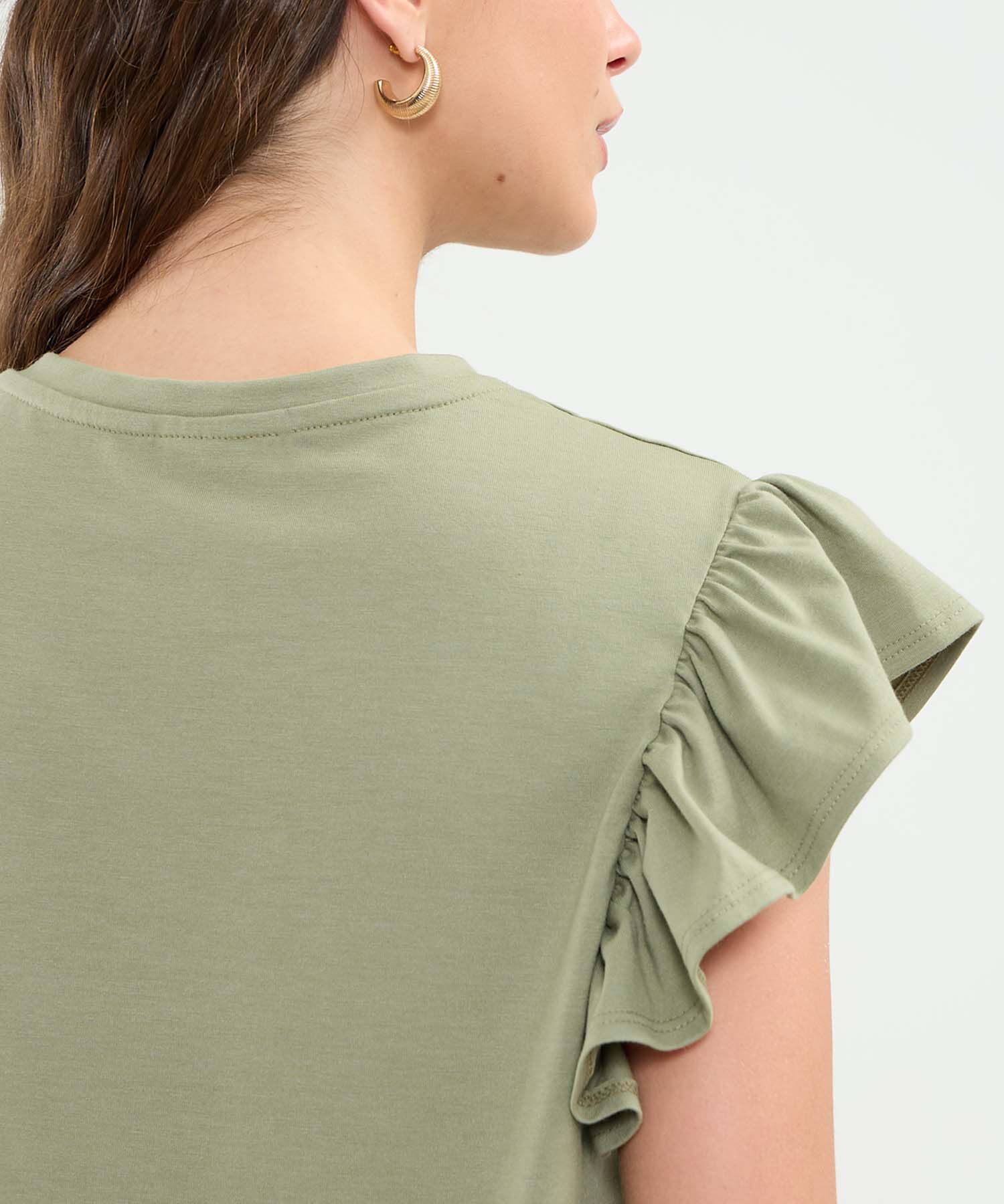 Camiseta Manga Corta Con Boleros Para Mujer