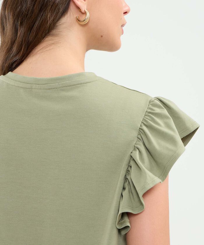 Camiseta Manga Corta Con Boleros Para Mujer