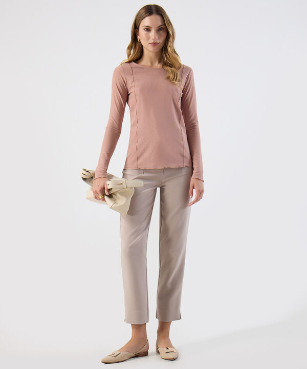 Camiseta Manga Larga Textura Detalle Mujer