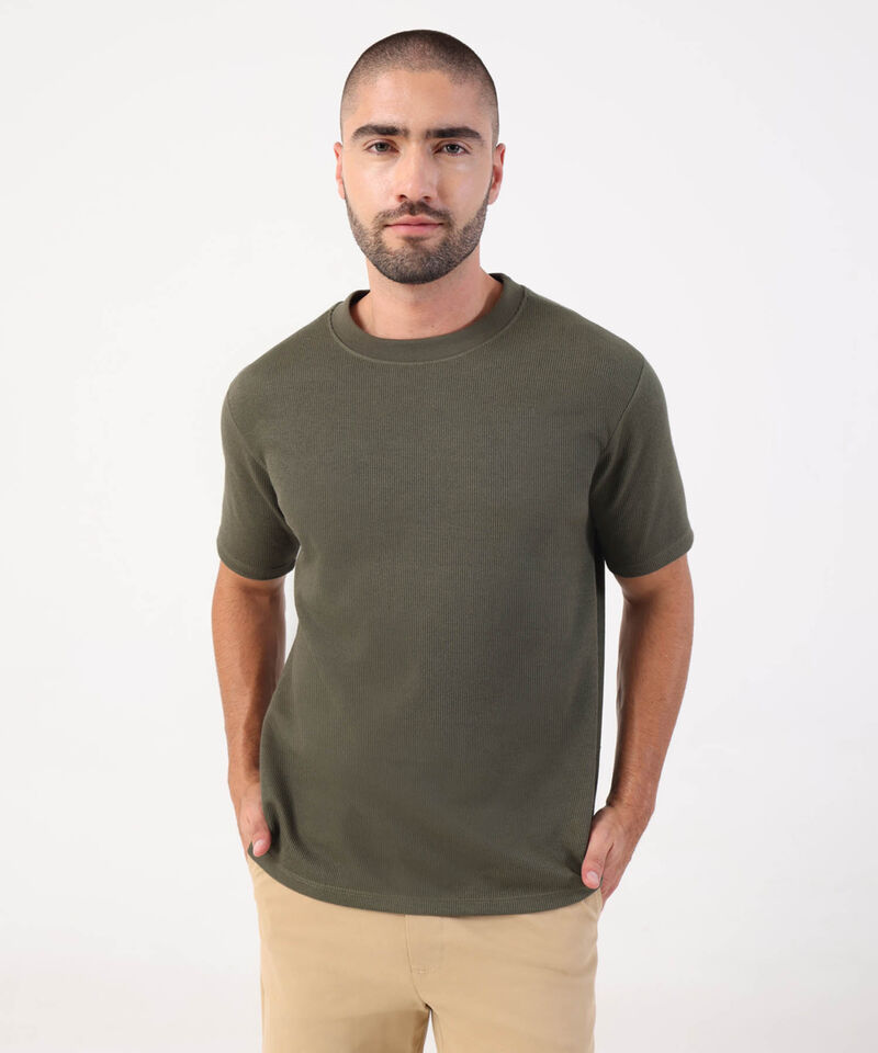 Camiseta Texturizada De Cuello Redondo Para Hombre