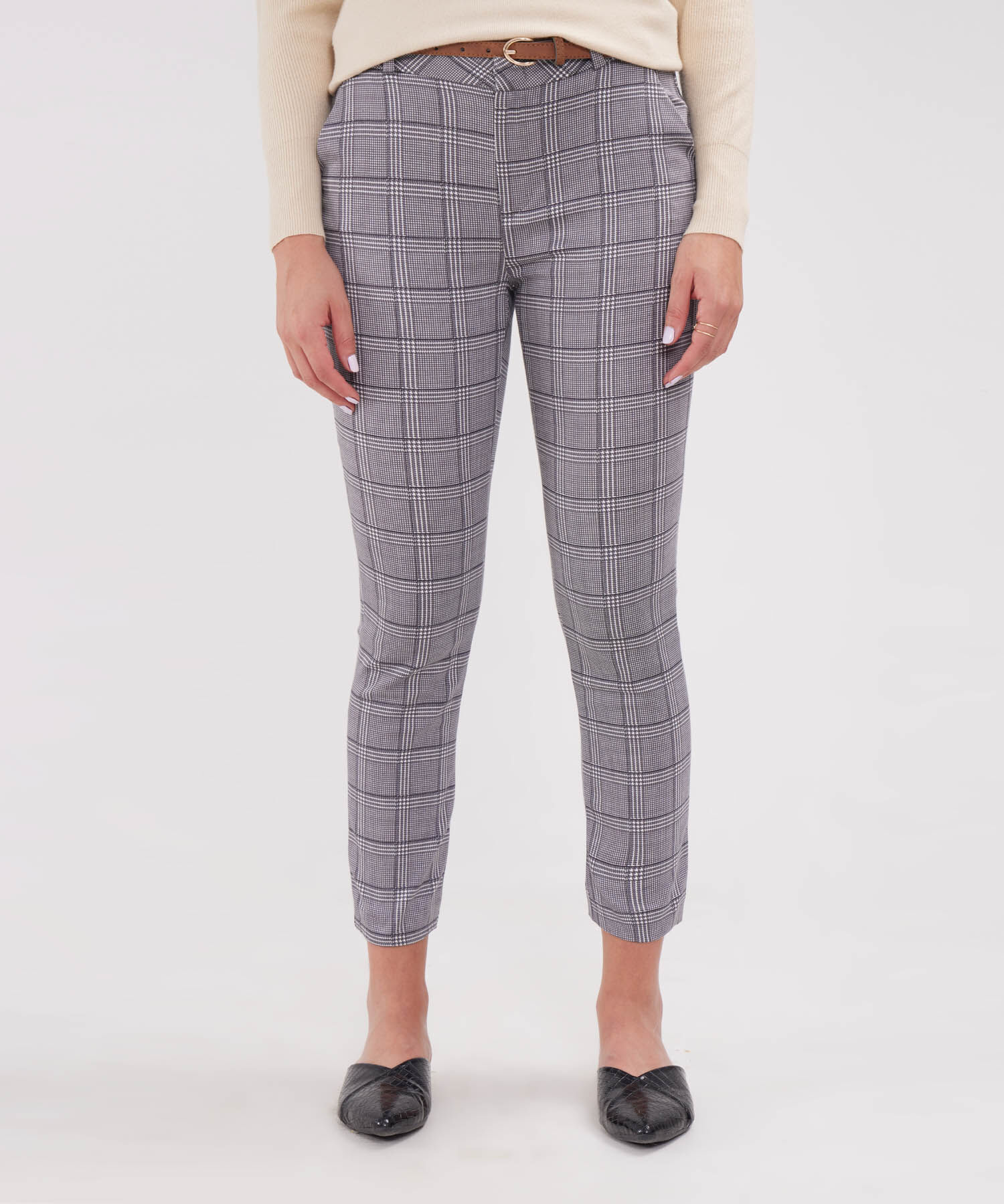 Pantalon Chino Estampado Con Cinturon